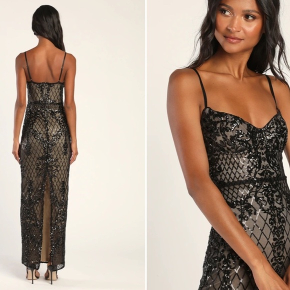 LULUS Sexy Prom Wedding Special Event Shimmer Sequins Elegant Mermaid Gown - Picture 5 of 6